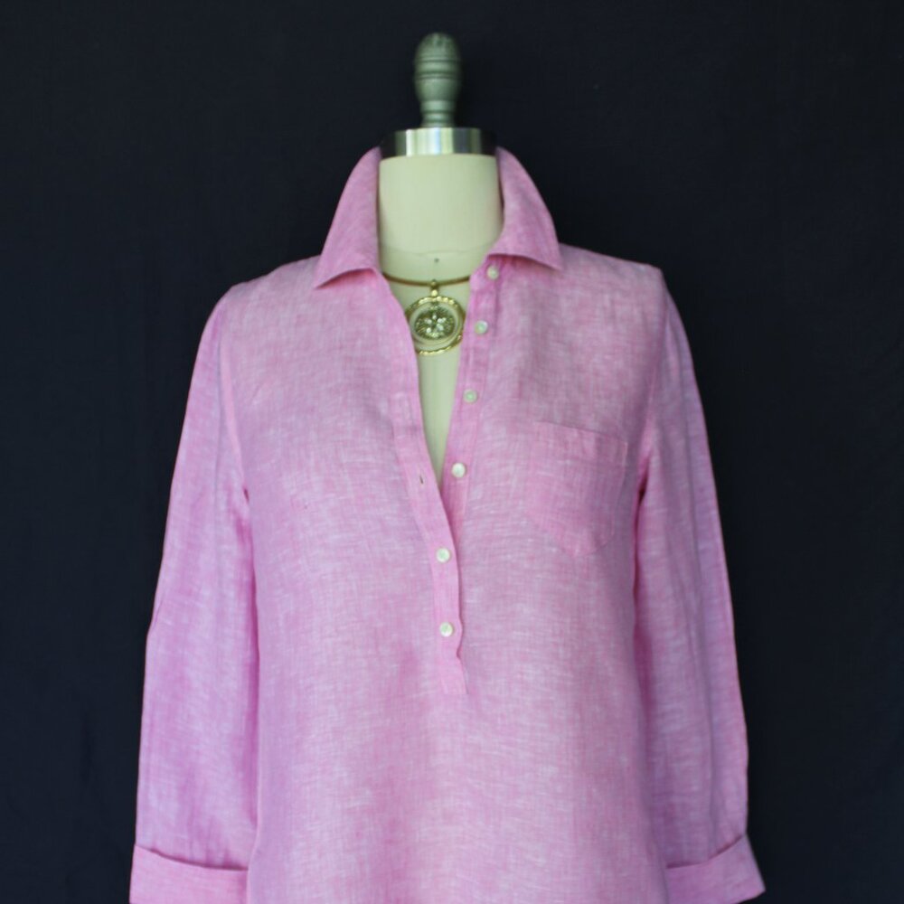 Lilly Pulitzer Sea View Marleigh Linen Button Down Shirt dress Top tunic blouse - Picture 3 of 9